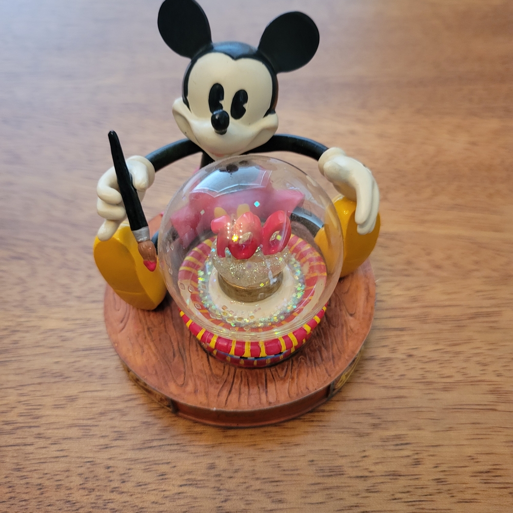 Mickey Mouse Snow Globe with Pink and Gold Accents